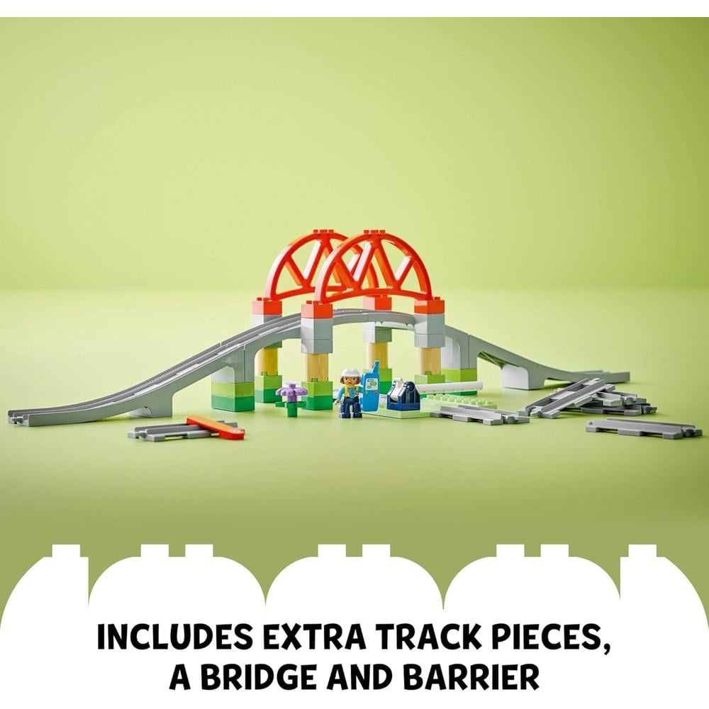 LEGO DUPLO TOWN SET DE EXPANSIÓN DE VÍAS Y PUENTE DE TREN, 10 PIEZAS ADICIONALES - 4