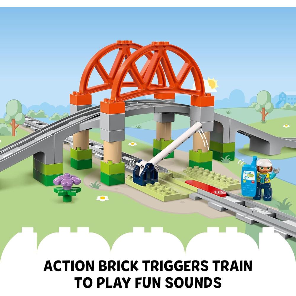 LEGO DUPLO TOWN SET DE EXPANSIÓN DE VÍAS Y PUENTE DE TREN, 10 PIEZAS ADICIONALES - 6