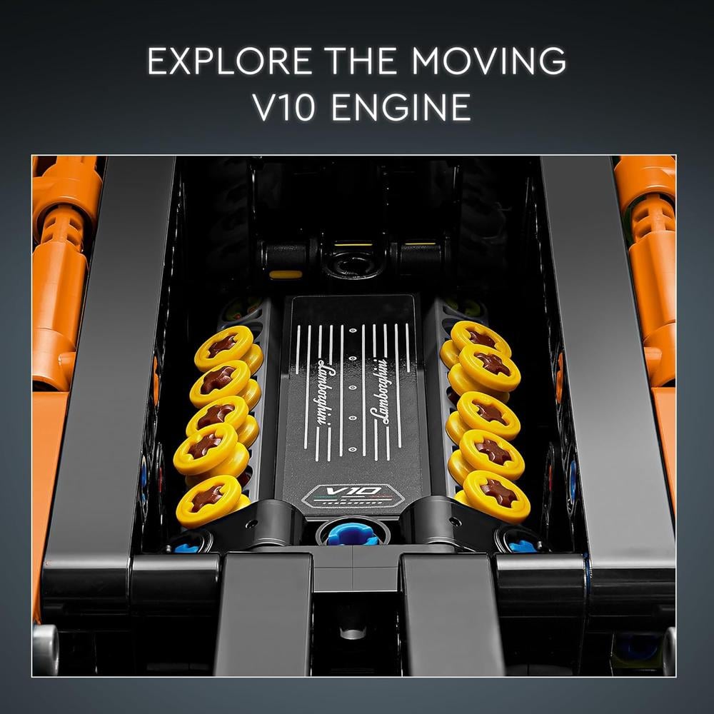 LEGO TECHNIC LAMBORGHINI HURACÁN NARANJA CON MOTOR V10 Y DIRECCIÓN - 3