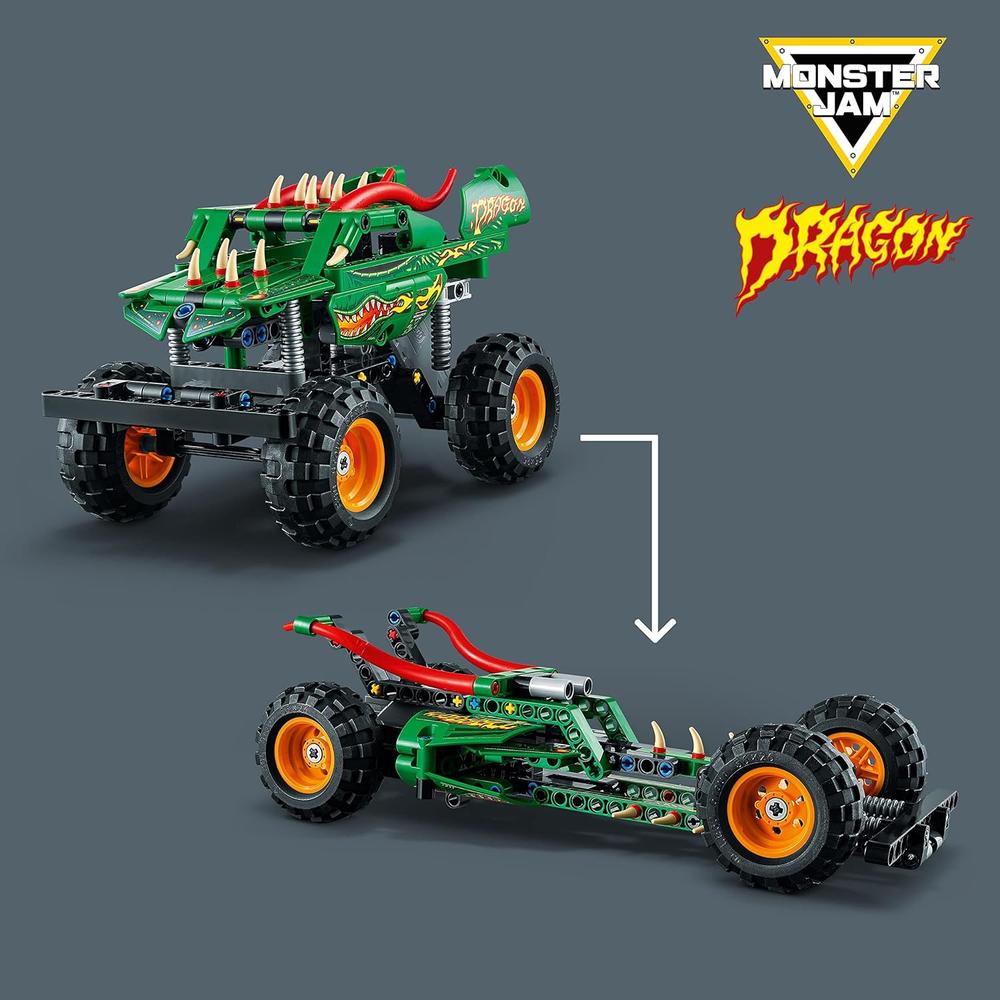 LEGO TECHNIC MONSTER JAM DRAGON MONSTER TRUCK COCHE 2 EN 1 CON RETROCESO - 2