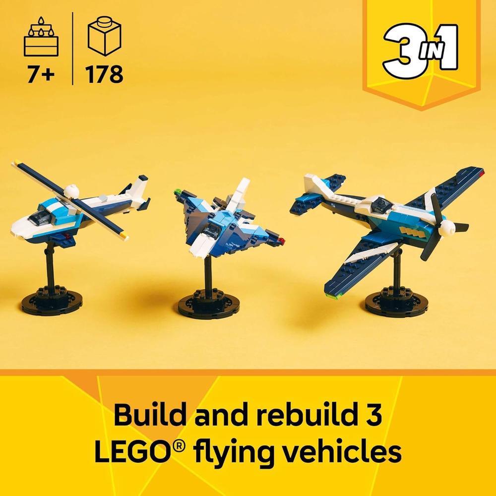 LEGO CREATOR 3 EN 1 AVIÓN DE CARRERAS, OPCIONES AVIÓN, CAZA O HELICÓPTERO - 2