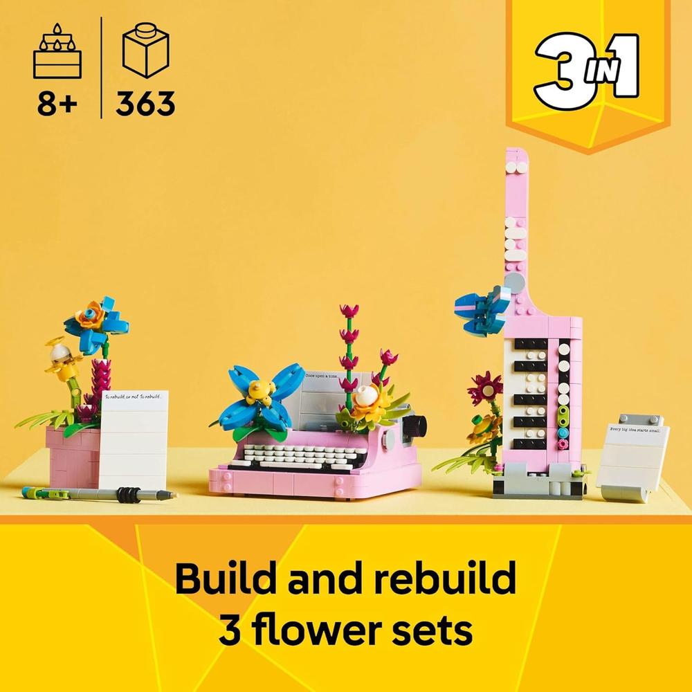 LEGO CREATOR 3 EN 1 MÁQUINA DE ESCRIBIR CON FLORES, 3 OPCIONES DE CONSTRUCCIÓN - 2