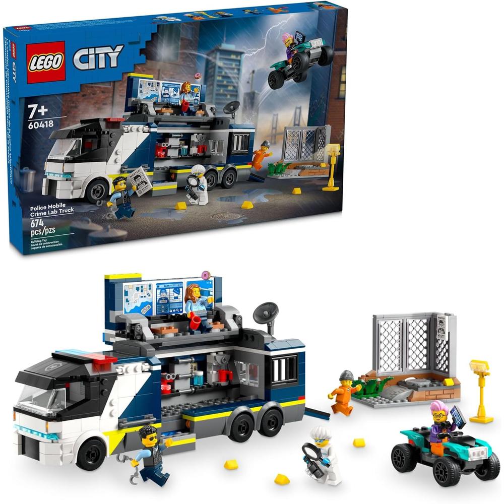 LEGO CITY CAMIÓN DE POLICÍA MÓVIL CON QUAD, 2 AGENTES Y 2 LADRONES - 1