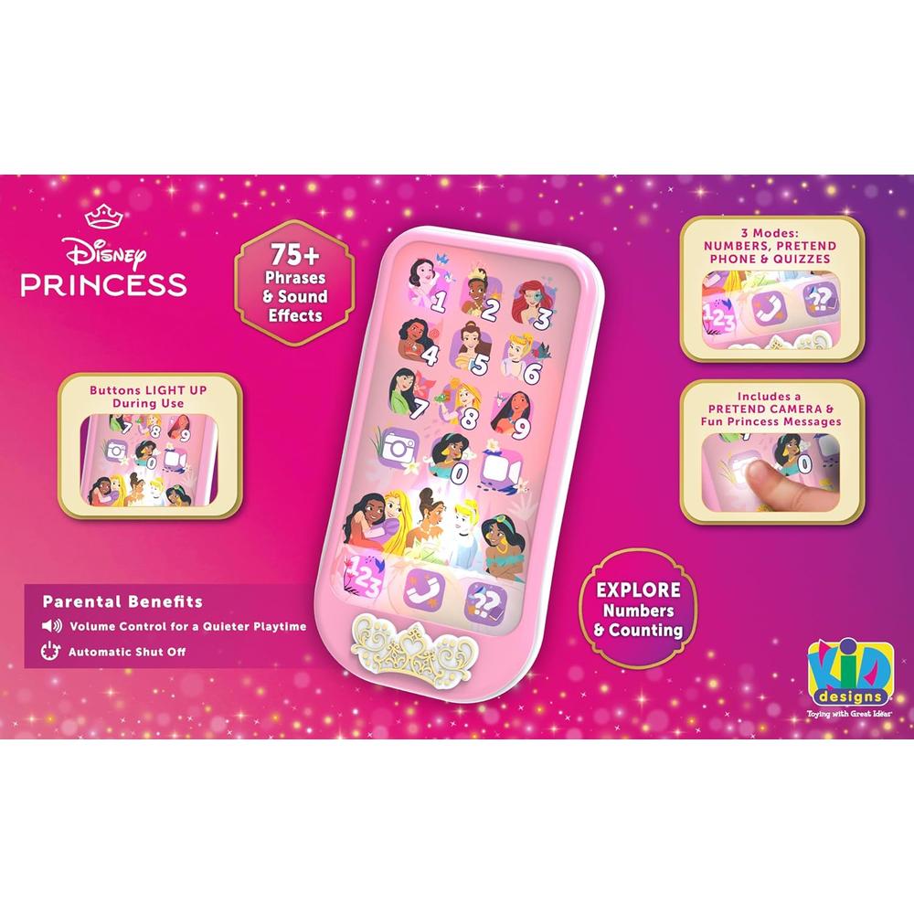 EKIDS PRINCESAS DISNEY TELÉFONO DE JUGUETE INFANTIL CON ACTIVIDADES DE APRENDIZAJE - 2