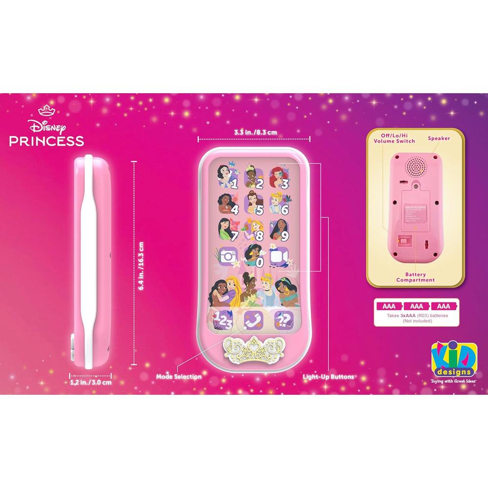 EKIDS PRINCESAS DISNEY TELÉFONO DE JUGUETE INFANTIL CON ACTIVIDADES DE APRENDIZAJE - 4