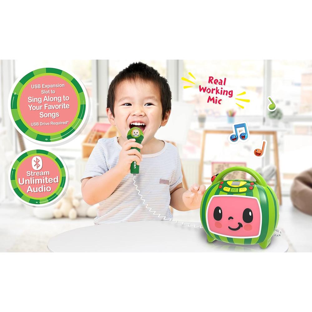 EKIDS COCOMELON MÁQUINA DE KARAOKE BLUETOOTH CON MICRÓFONO Y PUERTO USB - 3