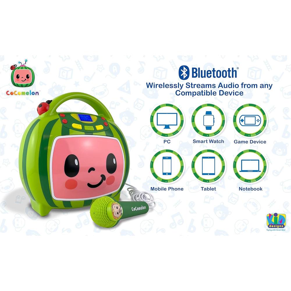 EKIDS COCOMELON MÁQUINA DE KARAOKE BLUETOOTH CON MICRÓFONO Y PUERTO USB - 4