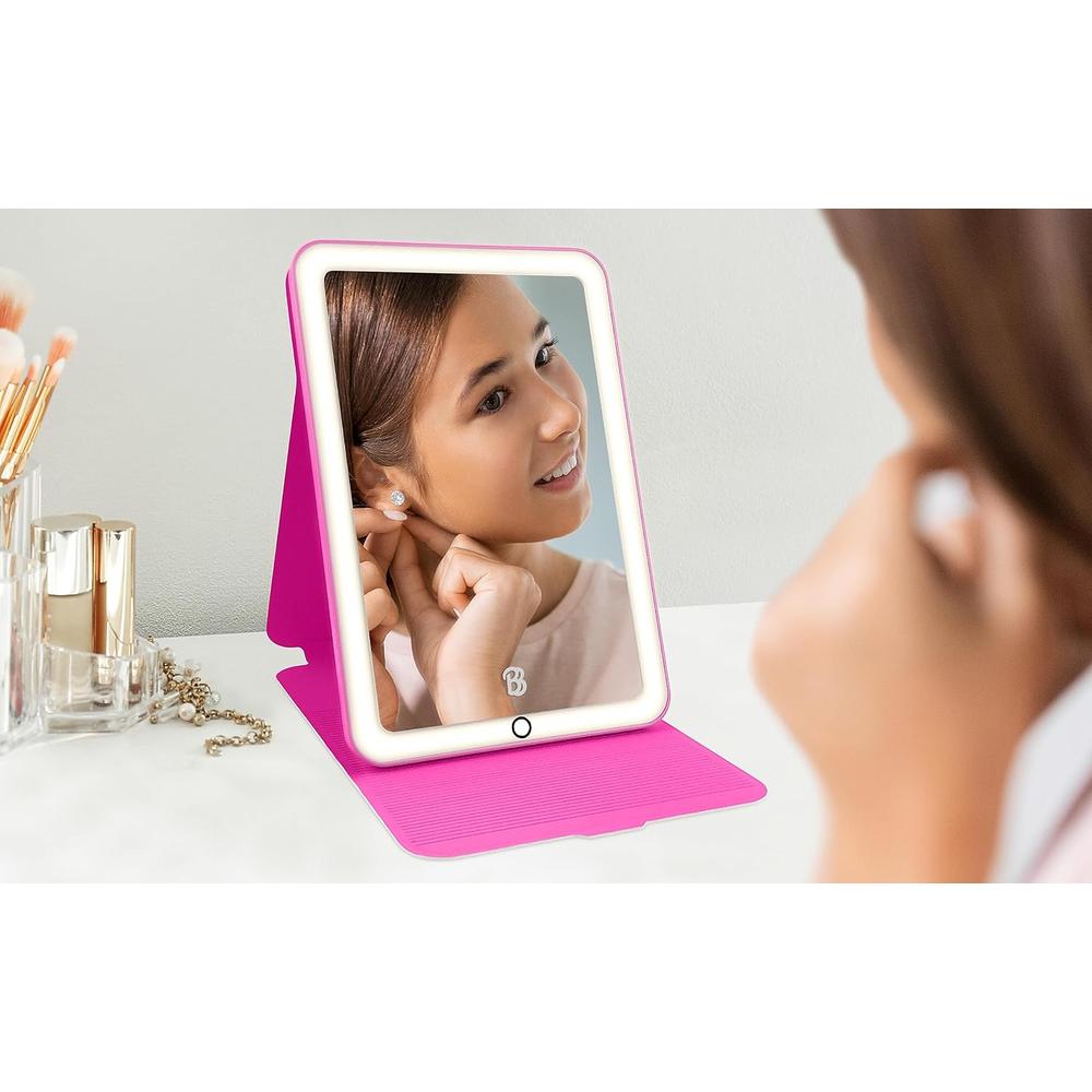 EKIDS BARBIE ESPEJO DE VIAJE CON LUZ Y SOPORTE AJUSTABLE RECARGABLE - 2