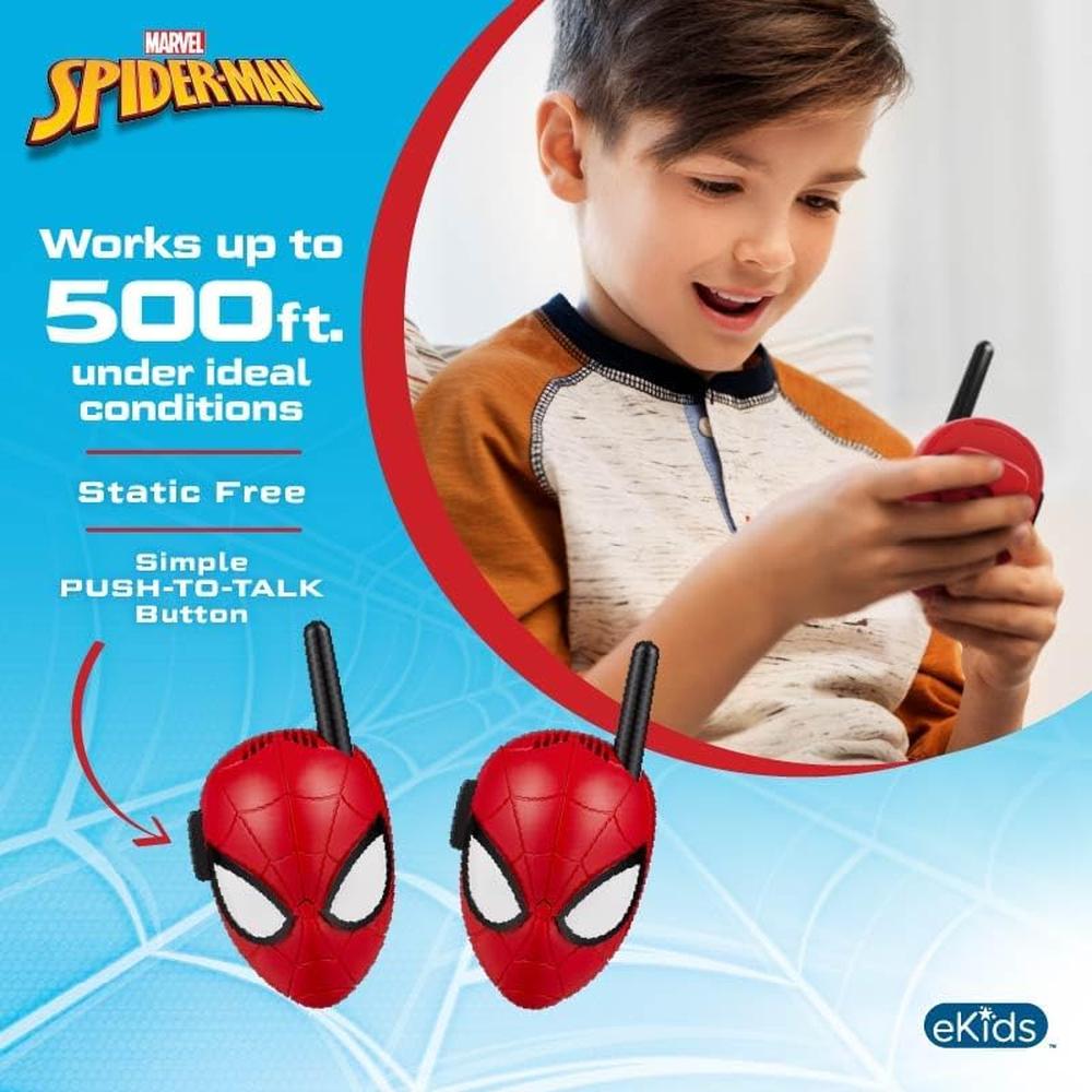 EKIDS SPIDERMAN WALKIE-TALKIES INFANTILES SIN ESTÁTICA Y DE LARGO ALCANCE - 2