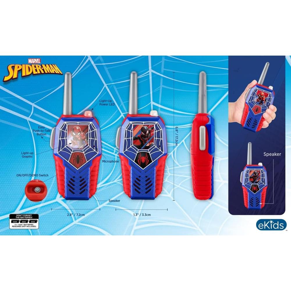 EKIDS SPIDERMAN WALKIE TALKIES LUMINOSOS INFANTILES PARA INTERIORES Y EXTERIORES - 5