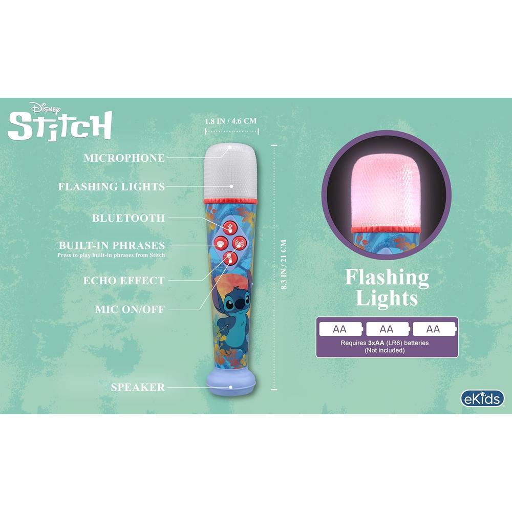 EKIDS STITCH MICRÓFONO DE KARAOKE INFANTIL BLUETOOTH CON LUCES INTEGRADAS - 4