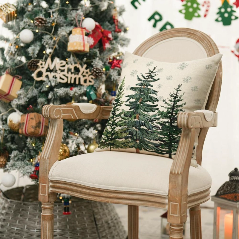 AVOIN FUNDA DE COJÍN COLORLIFE CON DISEÑO DE NAVIDAD, 50 X 50 CM | VERDE - 5