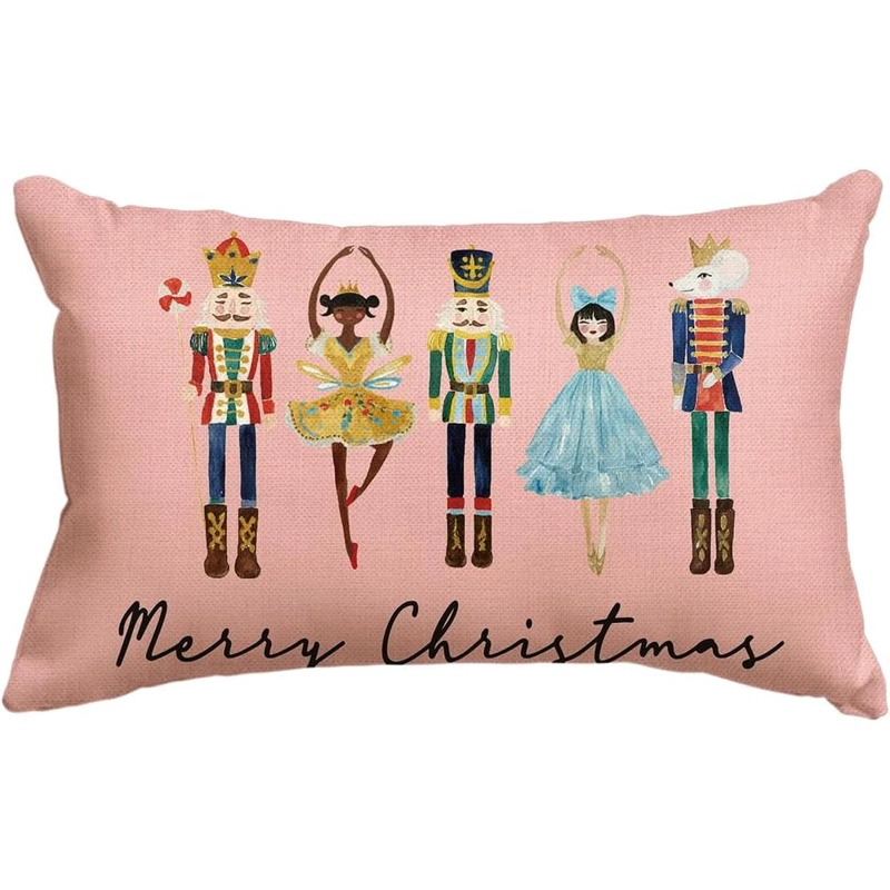 AVOIN FUNDA DE COJÍN COLORLIFE MERRY CHRISTMAS NUTCRACKER, 30 X 50 CM | ROSA - 1