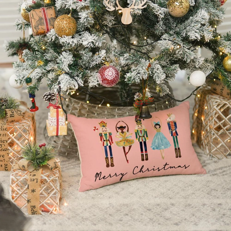 AVOIN FUNDA DE COJÍN COLORLIFE MERRY CHRISTMAS NUTCRACKER, 30 X 50 CM | ROSA - 2