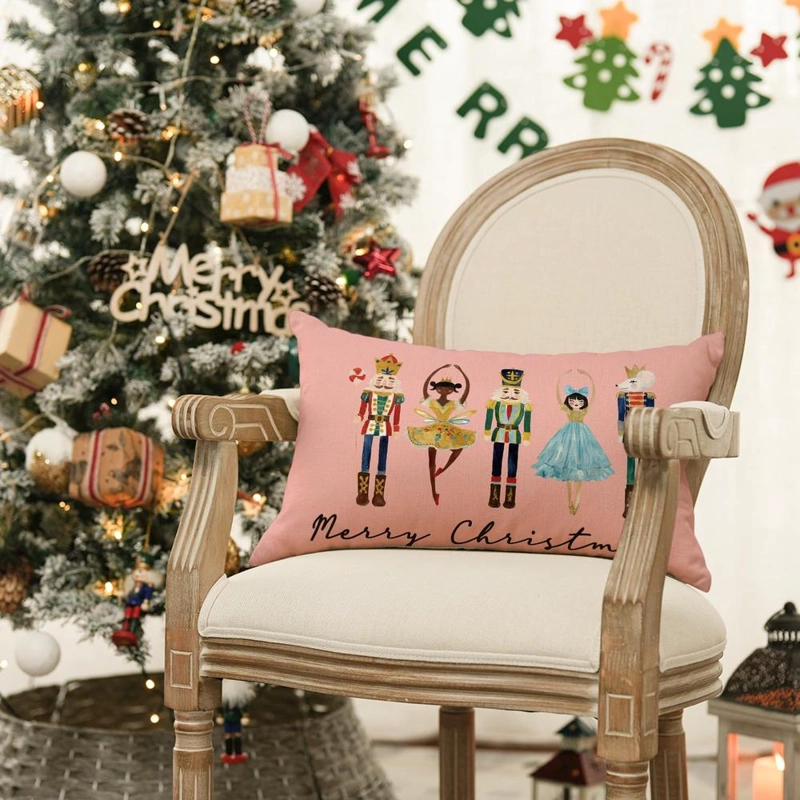 AVOIN FUNDA DE COJÍN COLORLIFE MERRY CHRISTMAS NUTCRACKER, 30 X 50 CM | ROSA - 3