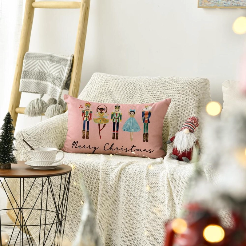 AVOIN FUNDA DE COJÍN COLORLIFE MERRY CHRISTMAS NUTCRACKER, 30 X 50 CM | ROSA - 4