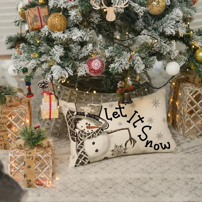 AVOIN FUNDA DE COJÍN NAVIDEÑA DE MUÑECO DE NIVE, 30 X 50 CM | BLANCO - 2