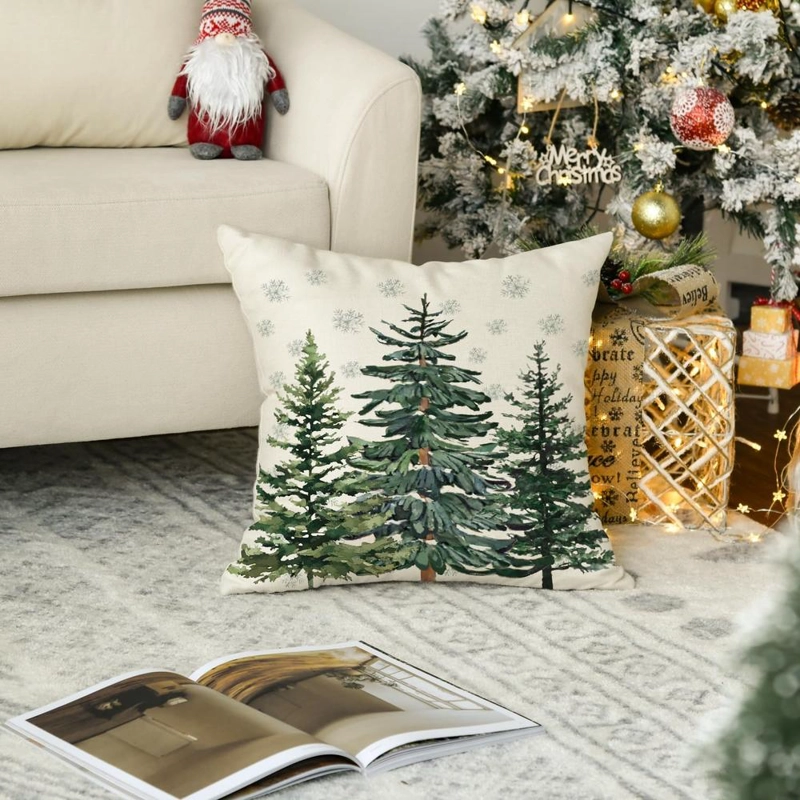 AVOIN FUNDA DE COJÍN COLORLIFE DE ÁRBOLES DE NAVIDAD, 45 X 45 CM | VERDE - 2