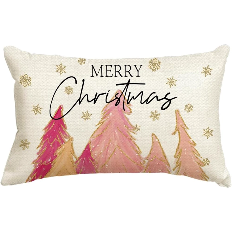 AVOIN FUNDA DE COJÍN COLORLIFE DE ÁRBOL DE NAVIDAD, 30 X 50 CM | ROSA - 1