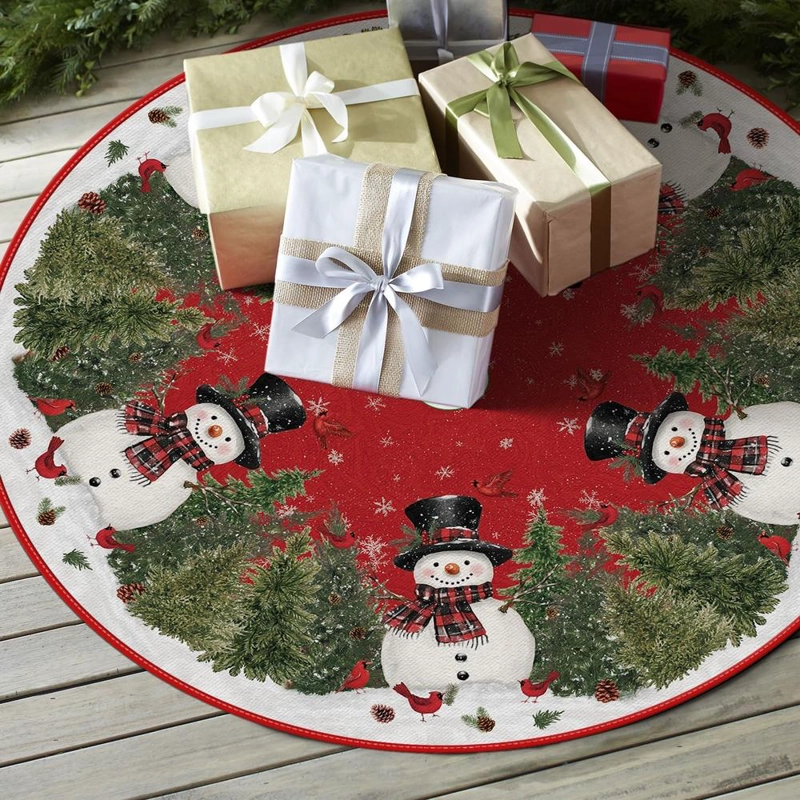 AVOIN FALDA PARA ÁRBOL DE NAVIDAD CON BUFANDA DE 91 CM | ROJO - 4