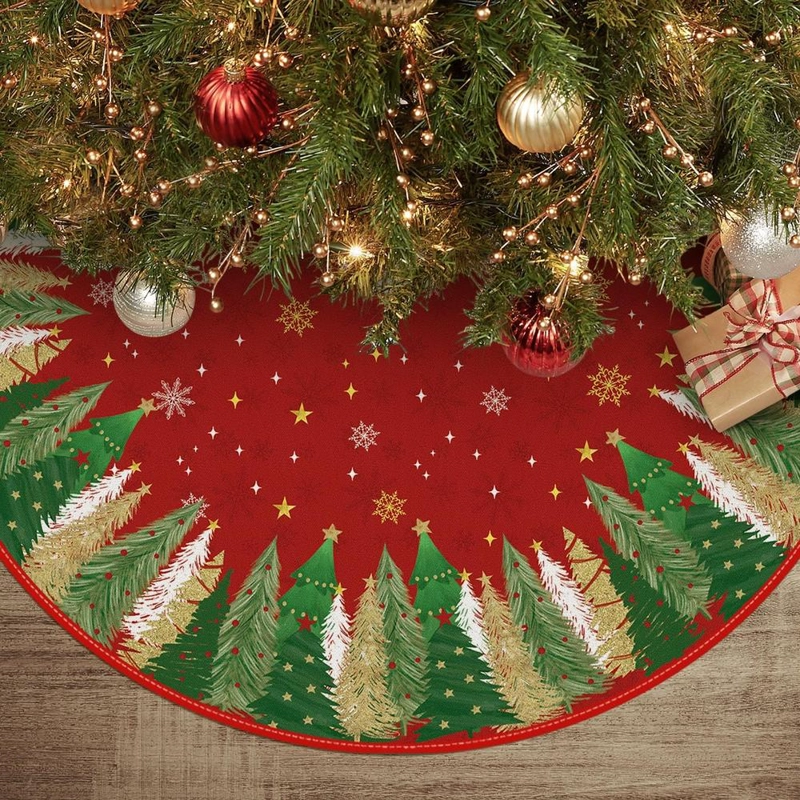 AVOIN FALDA PARA ÁRBOL DE NAVIDAD CON ESTRELLA Y COPO DE NIEVE DE 122 CM | ROJO - 1