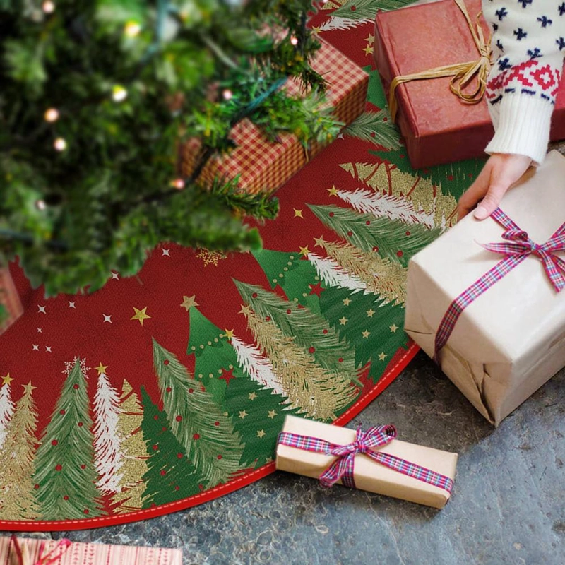AVOIN FALDA PARA ÁRBOL DE NAVIDAD CON ESTRELLA Y COPO DE NIEVE DE 122 CM | ROJO - 2