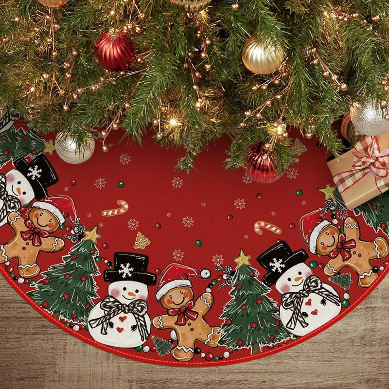 AVOIN FALDA PARA ÁRBOL DE NAVIDAD DE MUÑECO DE JENGIBRE, 91 CM | ROJO - 1