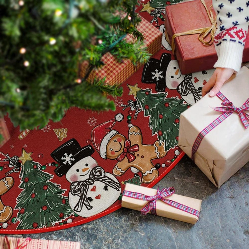 AVOIN FALDA PARA ÁRBOL DE NAVIDAD DE MUÑECO DE JENGIBRE, 91 CM | ROJO - 2
