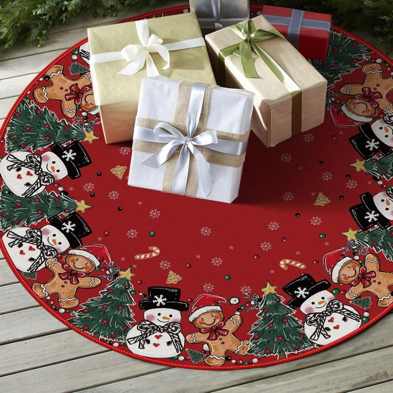 AVOIN FALDA PARA ÁRBOL DE NAVIDAD DE MUÑECO DE JENGIBRE, 91 CM | ROJO - 4
