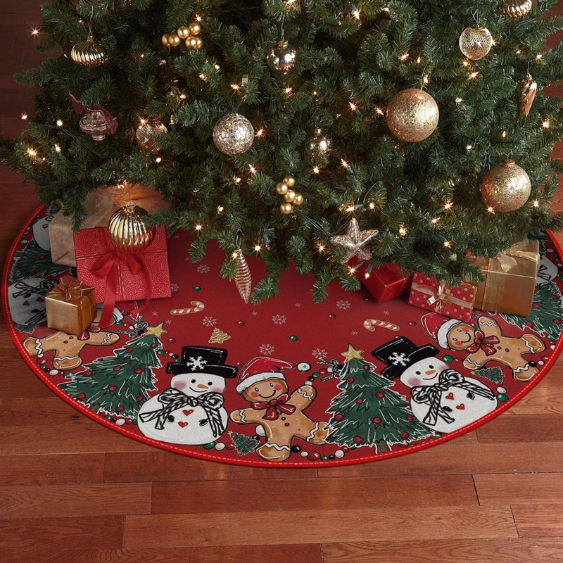 AVOIN FALDA PARA ÁRBOL DE NAVIDAD DE MUÑECO DE JENGIBRE, 91 CM | ROJO - 5
