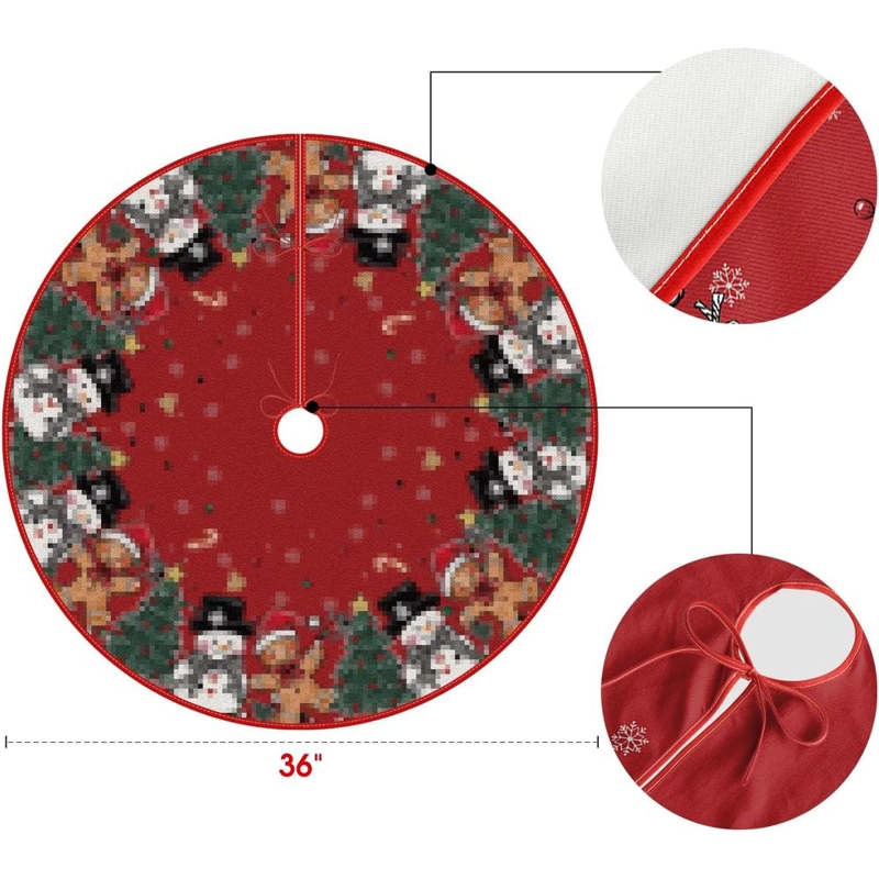 AVOIN FALDA PARA ÁRBOL DE NAVIDAD DE MUÑECO DE JENGIBRE, 91 CM | ROJO - 6