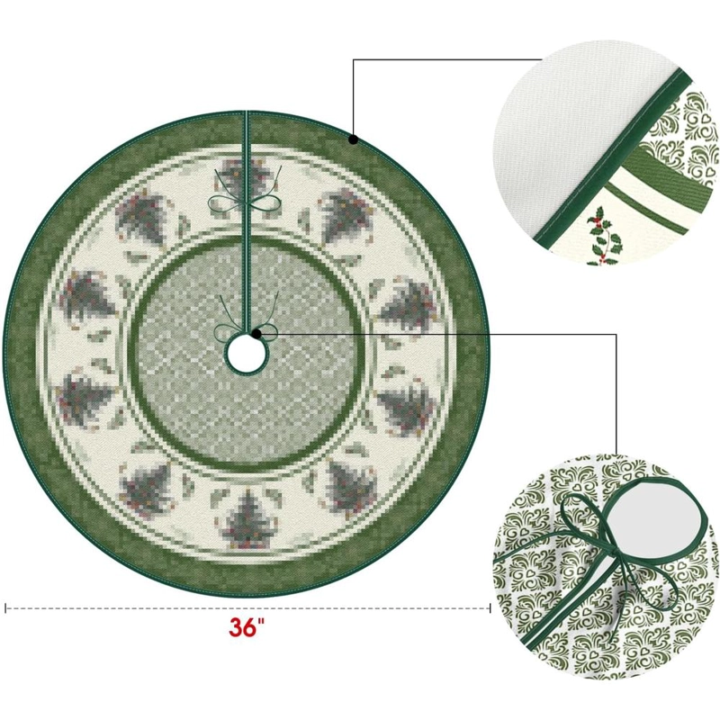 AVOIN FALDA PARA ÁRBOL DE NAVIDAD, ADORNO NAVIDEÑO DE 91 CM | VERDE - 6