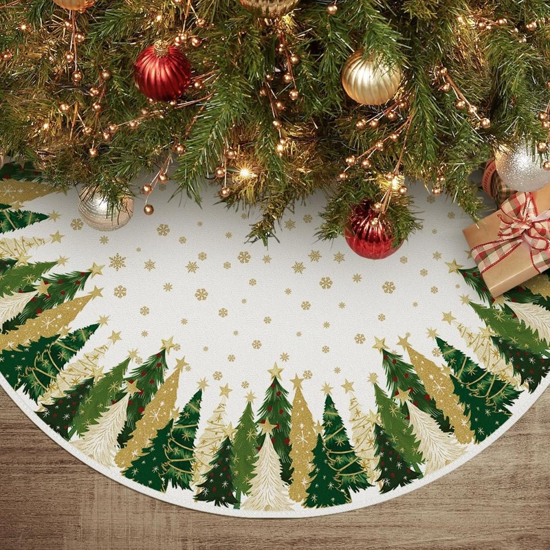 AVOIN FALDA PARA ÁRBOL DE NAVIDAD DE ESTRELLA Y COPO DE NIEVE, 122 CM | BLANCO - 1