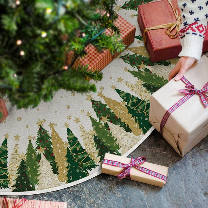 AVOIN FALDA PARA ÁRBOL DE NAVIDAD DE ESTRELLA Y COPO DE NIEVE, 122 CM | BLANCO - 2