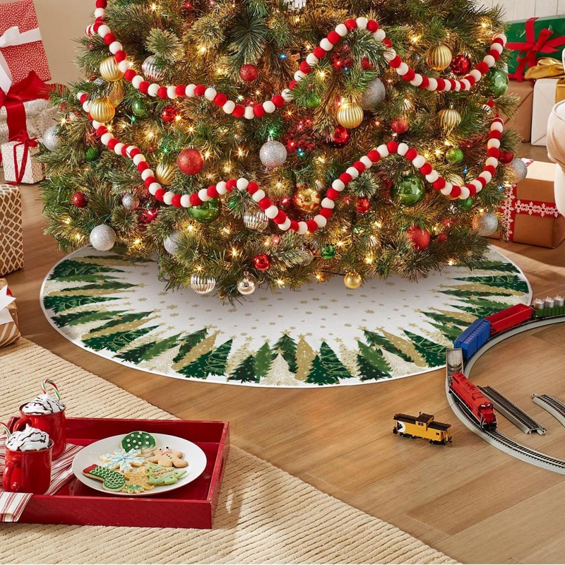 AVOIN FALDA PARA ÁRBOL DE NAVIDAD DE ESTRELLA Y COPO DE NIEVE, 122 CM | BLANCO - 3
