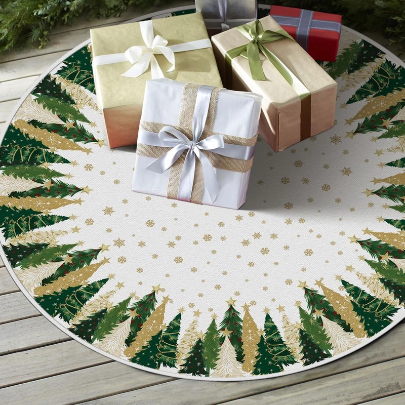 AVOIN FALDA PARA ÁRBOL DE NAVIDAD DE ESTRELLA Y COPO DE NIEVE, 122 CM | BLANCO - 4