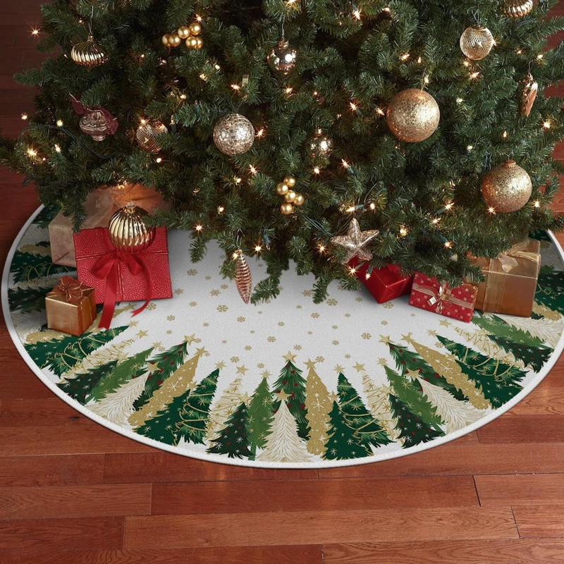 AVOIN FALDA PARA ÁRBOL DE NAVIDAD DE ESTRELLA Y COPO DE NIEVE, 122 CM | BLANCO - 5