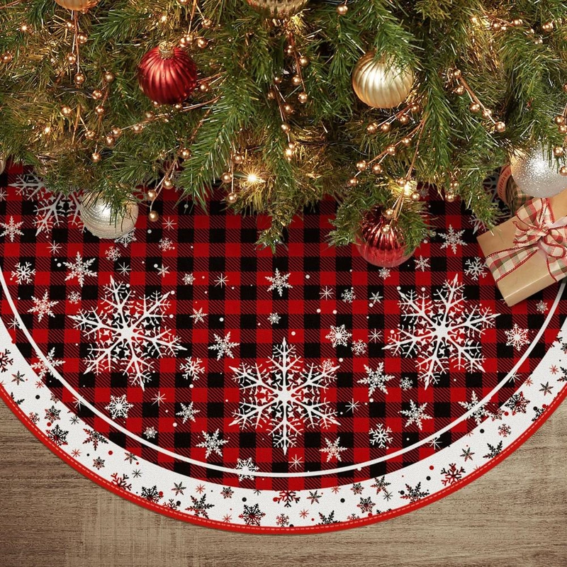 AVOIN FALDA PARA ÁRBOL DE NAVIDAD DE CUADROS DE 122 CM | ROJO - 1