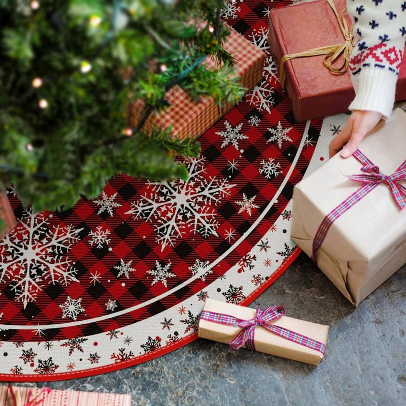 AVOIN FALDA PARA ÁRBOL DE NAVIDAD DE CUADROS DE 122 CM | ROJO - 2
