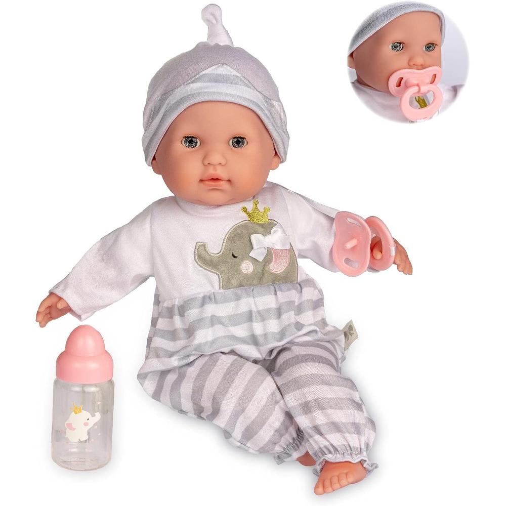 BERENGUER MUÑECA BEBÉ 15'/38 CM CON ACCESORIOS | CONJUNTO BÁSICO GRIS - 1