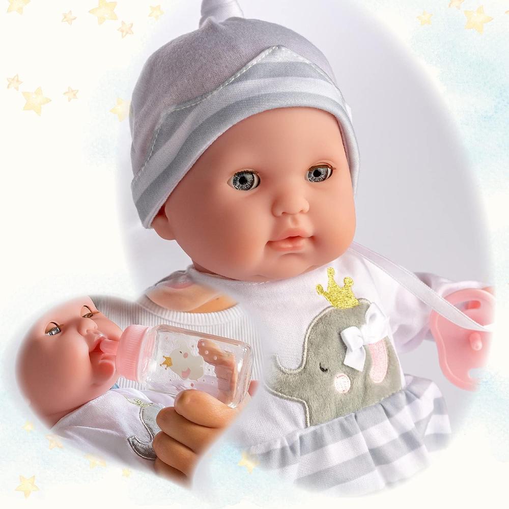 BERENGUER MUÑECA BEBÉ 15'/38 CM CON ACCESORIOS | CONJUNTO BÁSICO GRIS - 4