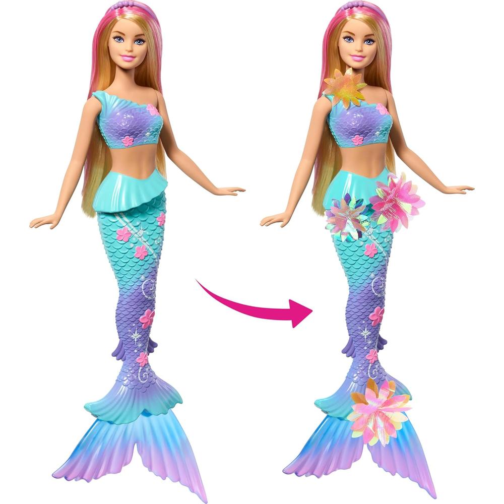 BARBIE SIRENA RUBIA FLORES MÁGICAS COLA OMBRÉ DIADEMA - 2