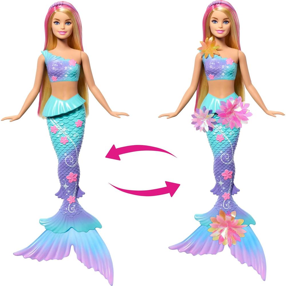 BARBIE SIRENA RUBIA FLORES MÁGICAS COLA OMBRÉ DIADEMA - 4
