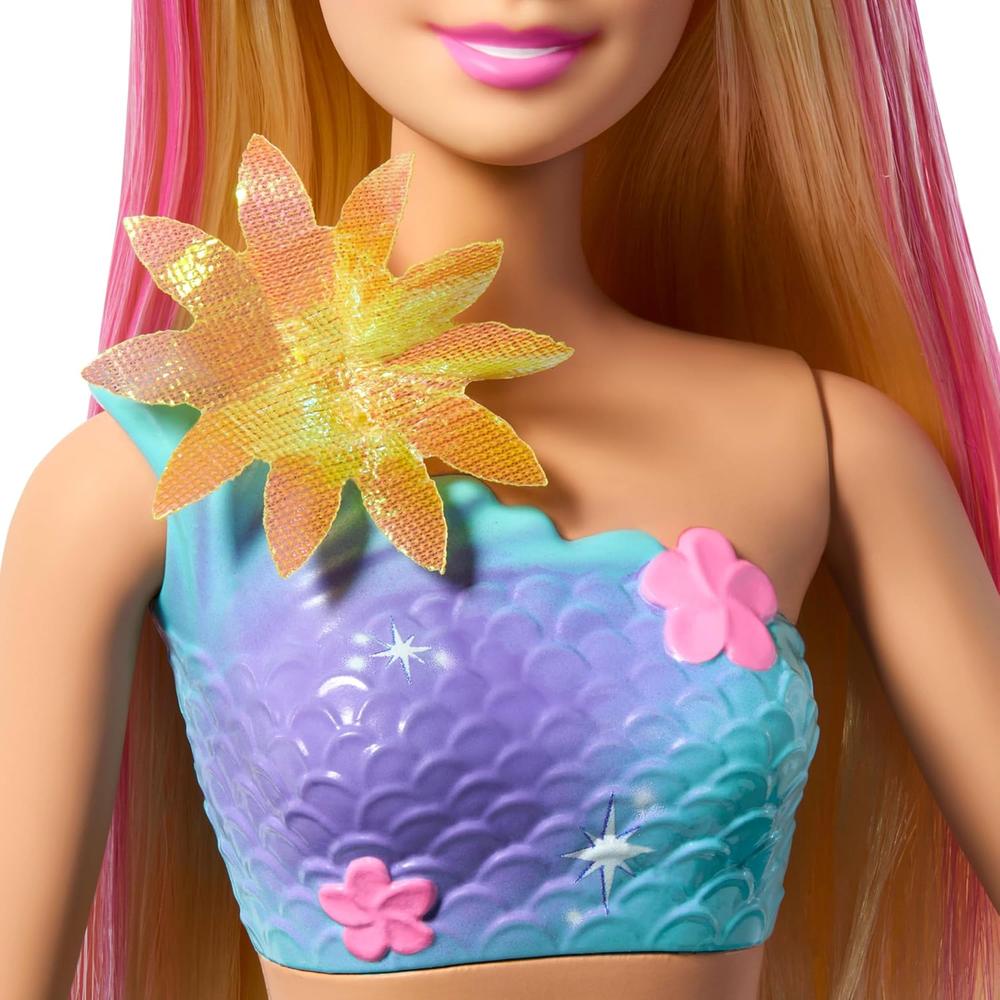 BARBIE SIRENA RUBIA FLORES MÁGICAS COLA OMBRÉ DIADEMA - 5