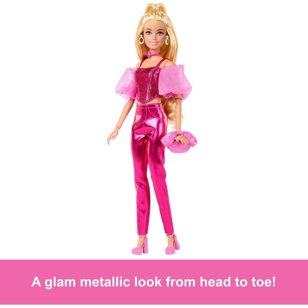 BARBIE LUJO N.° 5 ATUENDO ROSA METALIZADO CABELLO RUBIO - 5