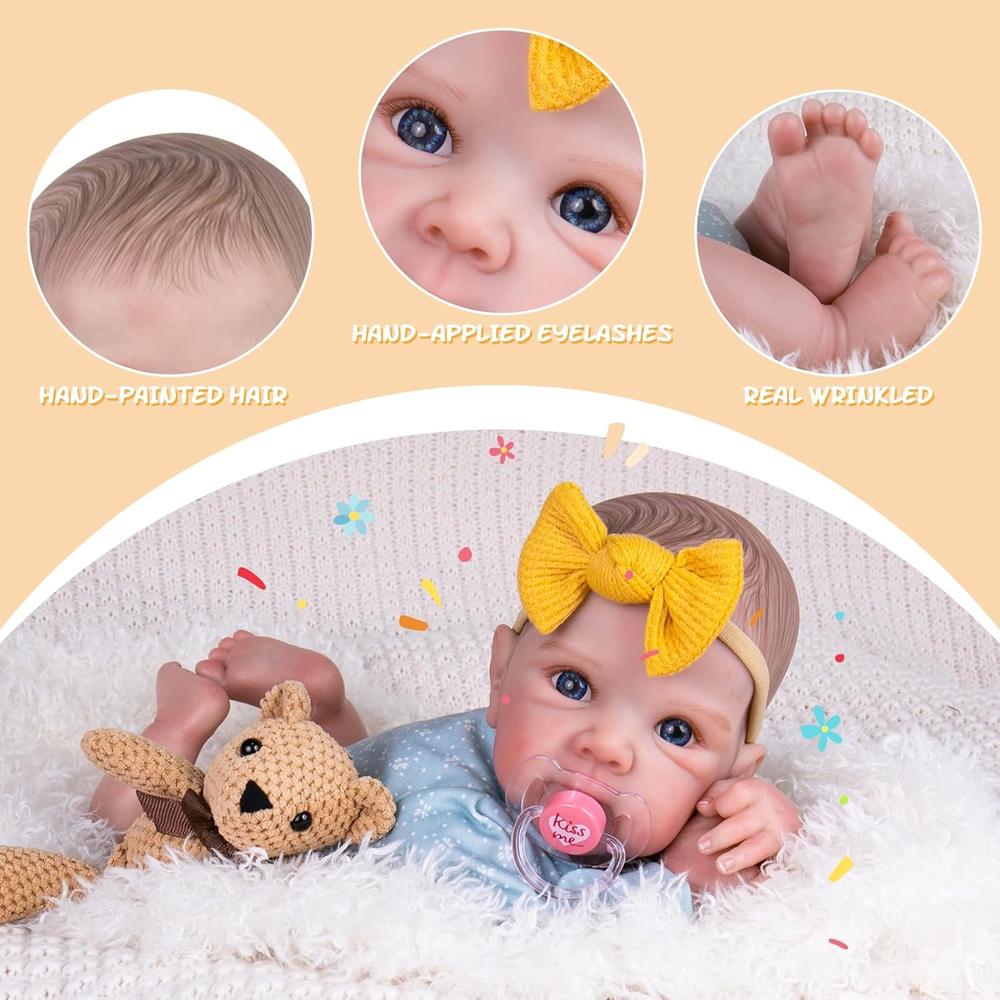 AORI MUÑECA BEBÉ REBORN 20'/51 CM OJOS AZULES - 5