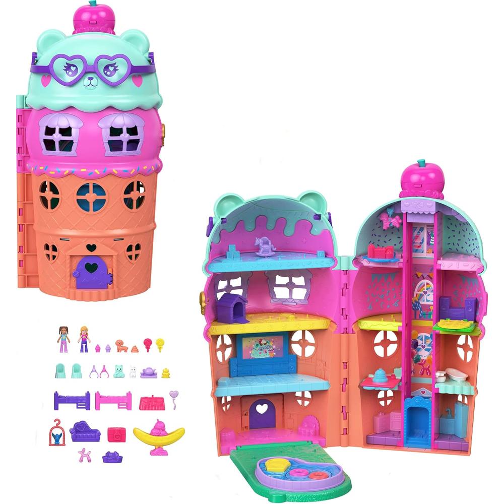 POLLY POCKET MICROMUÑECAS CASA DE HELADOS CON 25+ ACCESORIOS - 1