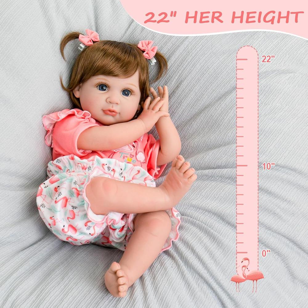 AORI MUÑECA BEBÉ REALISTA 22'/56 CM CON ACCESORIOS | FLAMENCO - 5