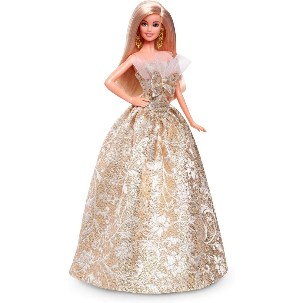 BARBIE MODA NAVIDEÑA RUBIA VESTIDO PLATEADO DORADO - 2