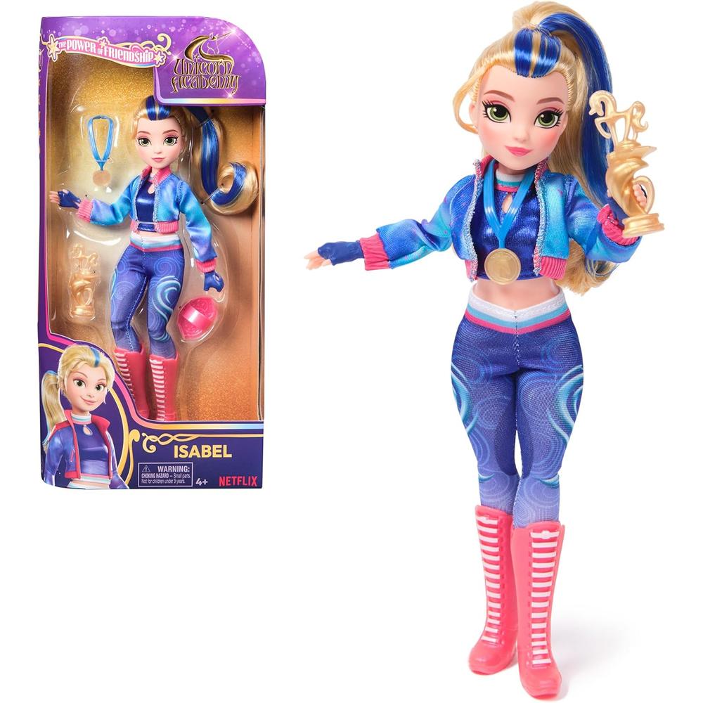 ACADEMIA DE UNICORNIOS MUÑECA ISABEL 9.5' / 24 CM CON TROFEO, MEDALLA Y 5 ACCESORIOS - 1